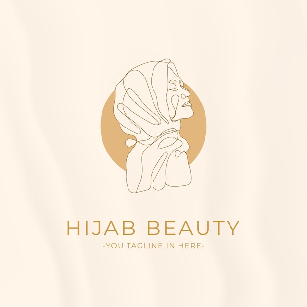 Kobiecy Hidżab Linia Sztuki Logo Koncepcja Piękna