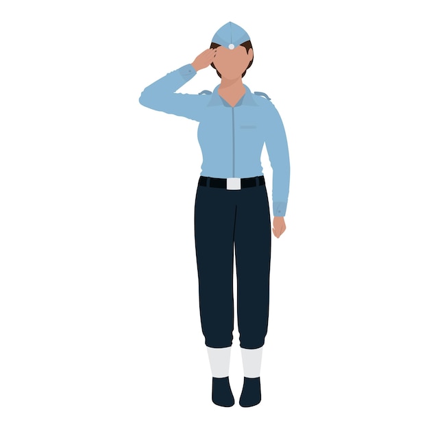 Kobieta Bez Twarzy Sił Powietrznych Pozdrawiająca Na Białym Tle