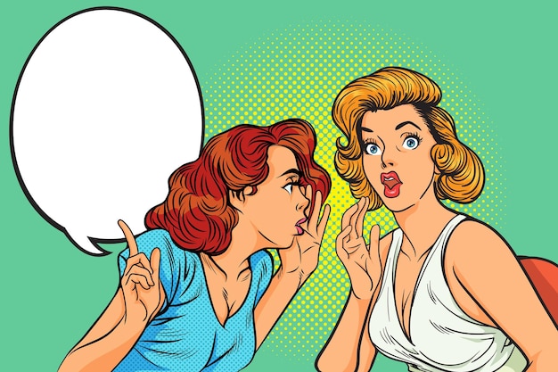 kobieta Gossip gest tło w stylu retro pop-art komiks.