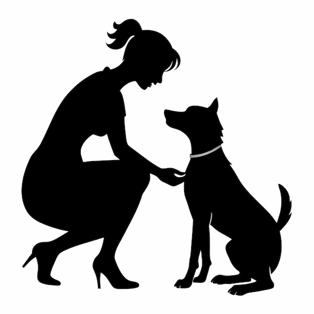 Kobieta I Pies Siedzą Obok Siebie, A Jeden Ma Kołnierz.