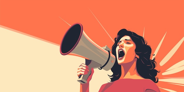 Plik wektorowy kobieta krzycząca na megafonie plakat czarnego piątku płaska ilustracja wysokiej jakości