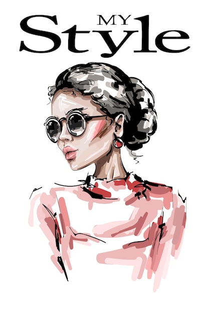 Plik wektorowy kobieta moda w okularach przeciwsłonecznych