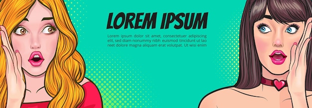Kobieta mówiąca szepcząca plotki tajemnica retro pop art komiks vintage