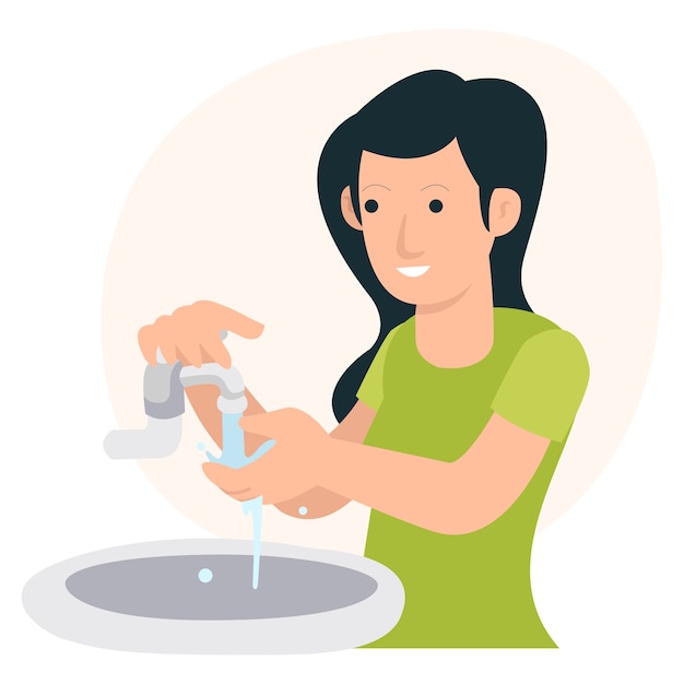 Kobieta Myje Ręce Przed Obiadem