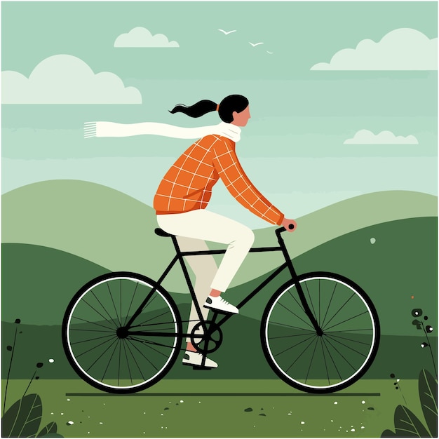 Kobieta na rowerze Scenic Countryside Bike Ride Green Hills