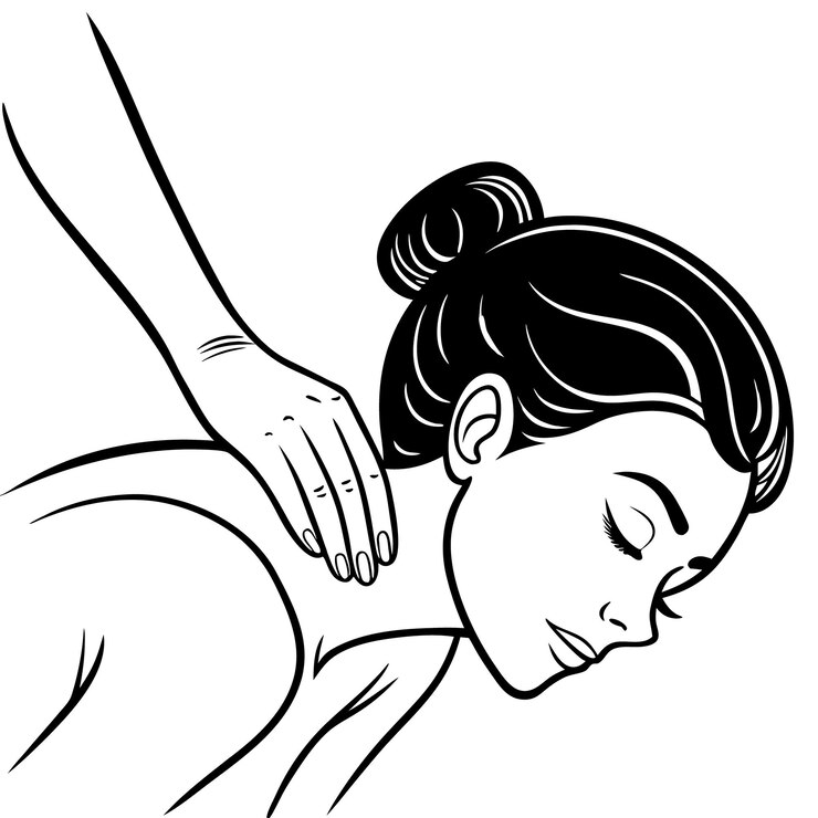 Wektor kobieta otrzymująca masaż szyi spa i koncept wellness