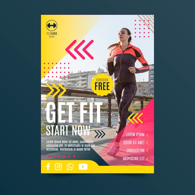 Kobieta plakat projekt sport działa