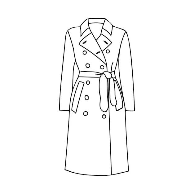 Kobieta płaszcz doodle ilustracja w wektorze. Ręcznie rysowane ilustracja płaszcz.
