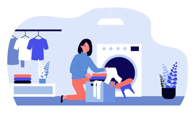 Plik wektorowy kobieta robi pranie