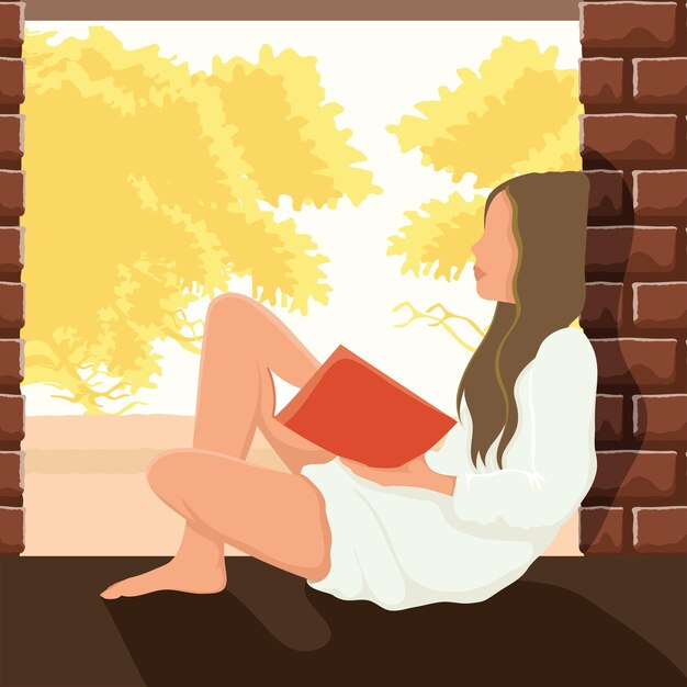 Plik wektorowy kobieta siedząca czytanie