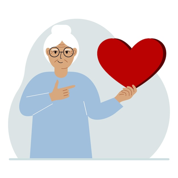 Kobieta Trzyma W Dłoni Duże Czerwone Serce Koncepcja Wolontariatu Romantycznego Związku Lub Miłości