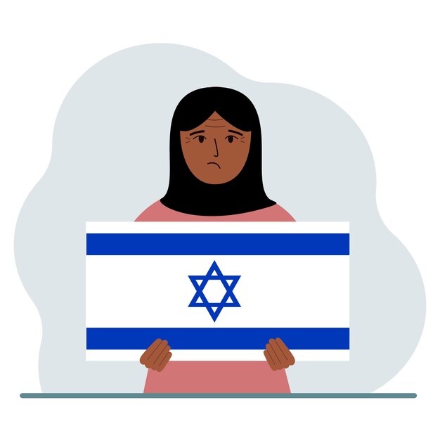 Kobieta Trzyma W Rękach Flagę Izraela Koncepcja Demonstracyjnego święta Narodowego Lub Patriotyzmu Narodowość