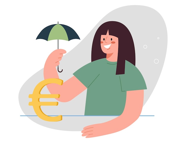 Kobieta Trzymająca Parasol Nad Euro.