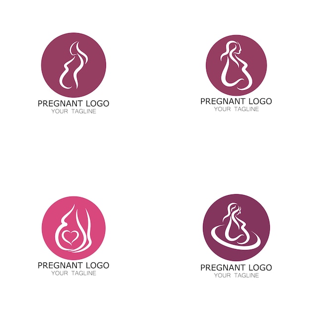 Kobieta W Ciąży Logo Ikona Ilustracja Szablon Wektor, Dla Przychodni Zdrowia, Szpitali, Kliniki Położniczej