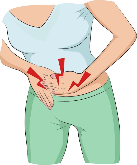 Plik wektorowy kobieta z bólem brzucha