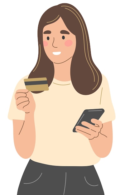 Kobieta Z Kartą Kredytową I Telefonem