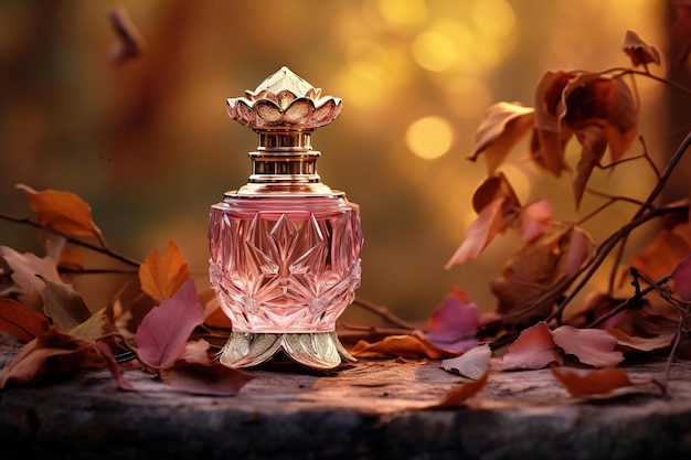 Plik wektorowy kobiety luksusowe akcesoria złoty naszyjnik perfumy stolik z modnymi szczegółami z bliska