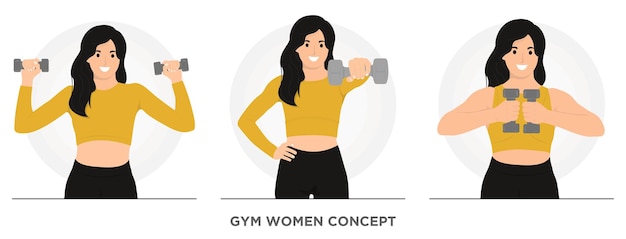 Plik wektorowy kobiety z płaskim wektorem wykonujące ćwiczenia z hamulcami ćwiczenia ćwiczenia ilustracja koncepcji fitness