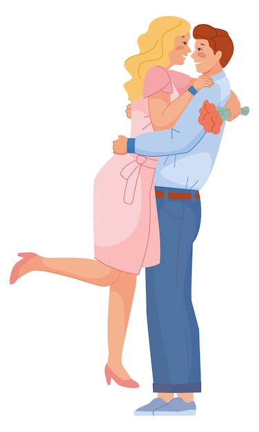 Kochająca Para Romantyczna Randka Szczęśliwa Kobieta I Mężczyzna Przytulanie