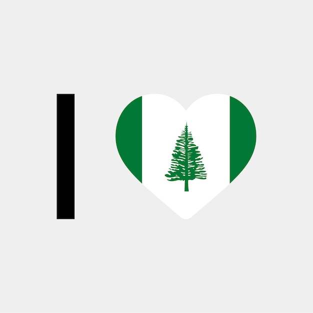 Kocham Norfolk Island Country Heart Ilustracja Wektorowa