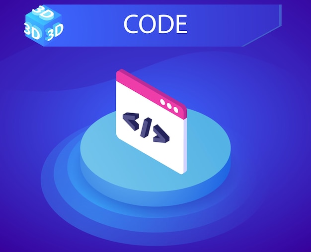 Plik wektorowy kod izometryczny projekt ikona wektor ilustracja sieci web 3d kolorowy koncepcja