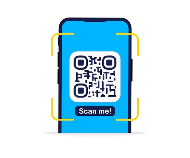 Kod QR Skanowanie kodu kreskowego QR Code ze smartfonem Płatności zbliżeniowe Można użyć do szablonu strony docelowej Ui web aplikacja mobilna baner ulotka Zeskanuj mnie koncepcja weryfikacji Qr ilustracja wektorowa