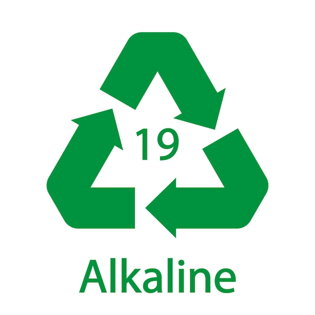 Kod recyklingu baterii Alkaliczny 19 Ilustracja wektorowa