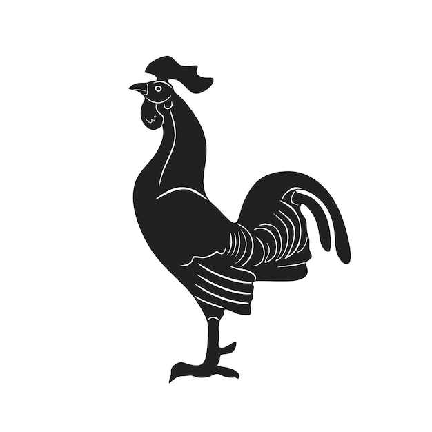 Kogut Logo Czarny Rysunek Ręcznie Robiona Sylwetka