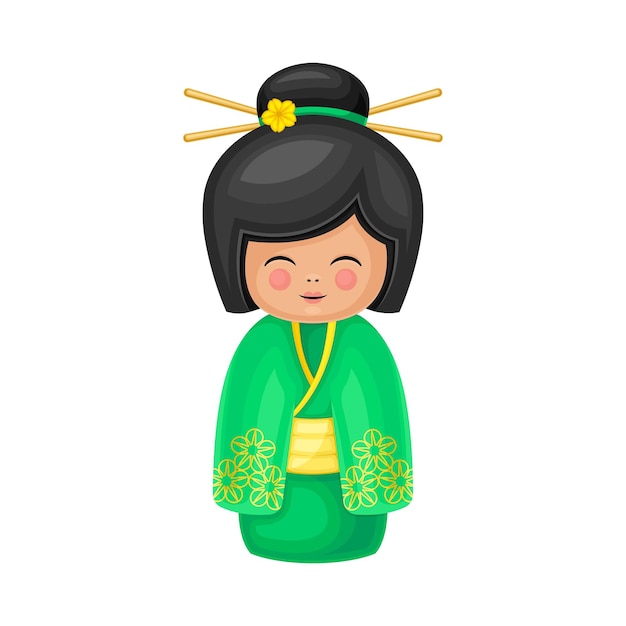 Kokeshi Drewniana Lalka jako oryginalny atrybut kultury japońskiej Ilustracja wektorowa