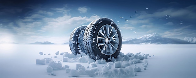 Plik wektorowy koła samochodowe na śnieżnym krajobrazie z śniegiem 3 ilustracja