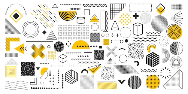 Kolekcja 100 geometrycznych kształtów wektorowych