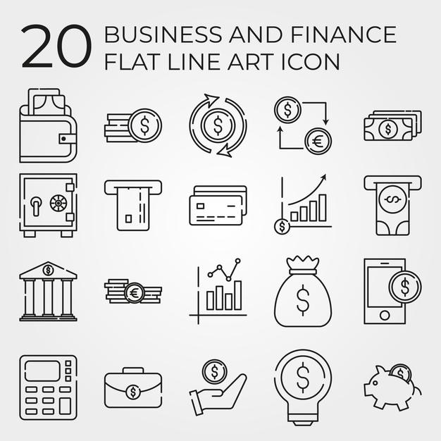 kolekcja 20 biznesu i finansów linia sztuki ikony wektorowy projekt ilustracji