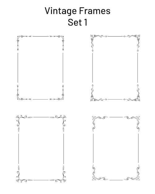 Kolekcja 4 ładnych Ozdobnych Ramek W Stylu Retro Z Narożnymi Zawijasami