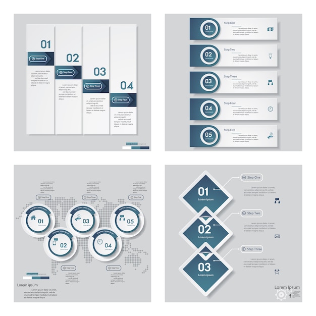 Kolekcja 4 Niebieski Kolor Szablonu Projektu