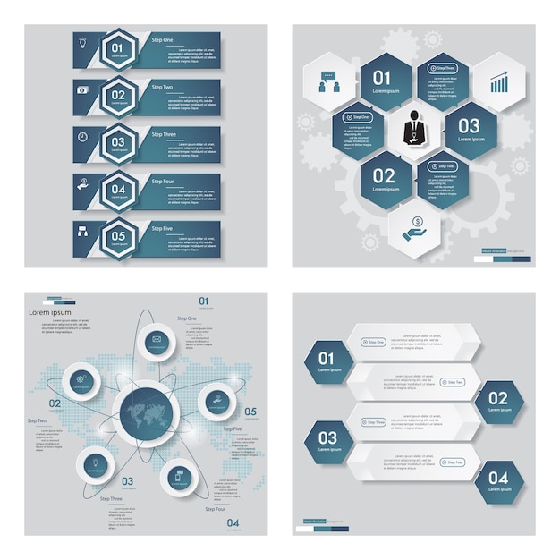 Plik wektorowy kolekcja 4 niebieski kolor szablonu projektu