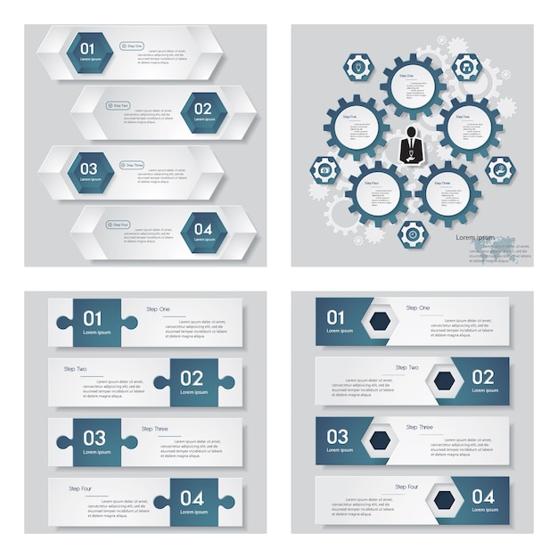 Kolekcja 4 Niebieski Kolor Szablonu Projektu