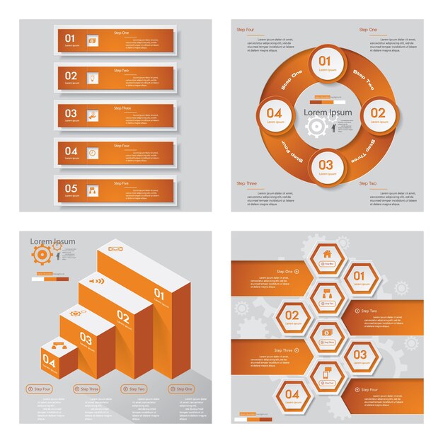 Kolekcja 4 Pomarańczowy Kolor Szablonu Projektu