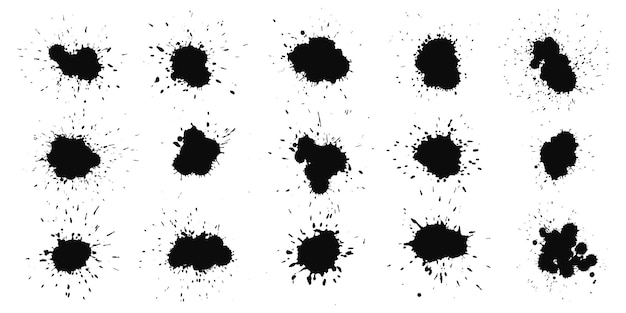 Kolekcja Abstrakcyjne Plamy Z Czarnego Atramentu