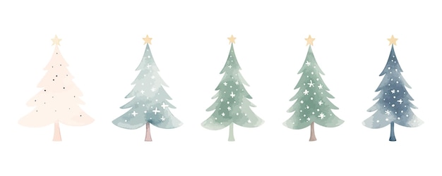 Kolekcja Akwarelowych Drzew Bożego Narodzenia