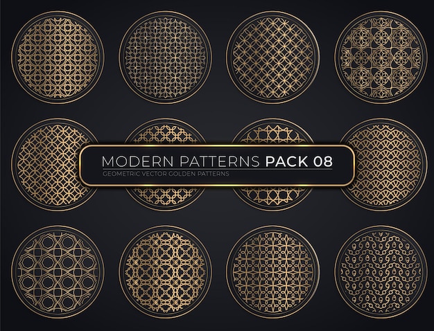 Kolekcja bezszwowych geometrycznych złotych wzorów premium premium Pack 08
