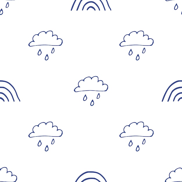 Kolekcja bezszwowych wzorów dla dzieci zaprojektowana przez Doodle z Sun Cloud Rainbow lub Star