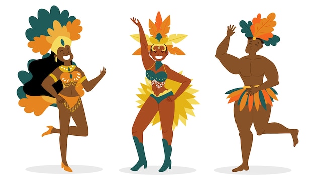 Plik wektorowy kolekcja brazylijskiej tancerki karnawałowej