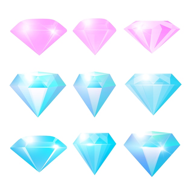 Kolekcja Brylantów Diamentów Lub Kamieni Szklanych Do Sklepu Jubilerskiego Lub Projektowania Gier
