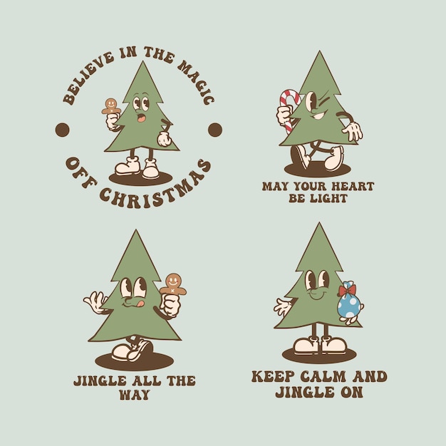 Kolekcja Christmas Tree Vintage nadaje się na koszulki z elementami graficznymi z okazji Bożego Narodzenia