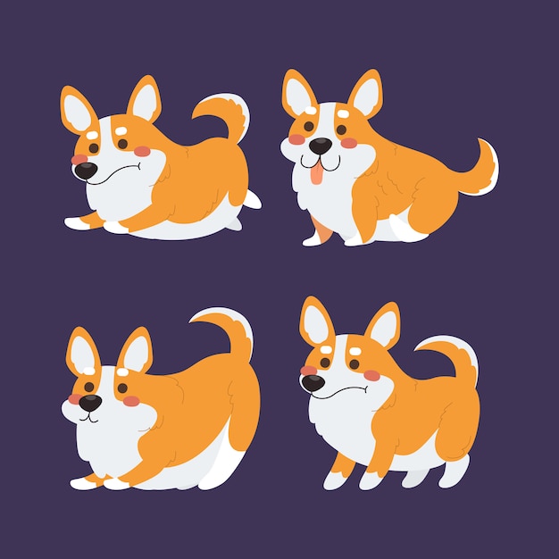 Plik wektorowy kolekcja corgi