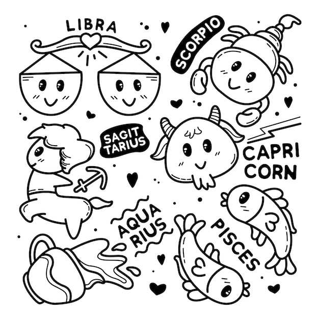 Kolekcja Cute Doodle Zodiaku