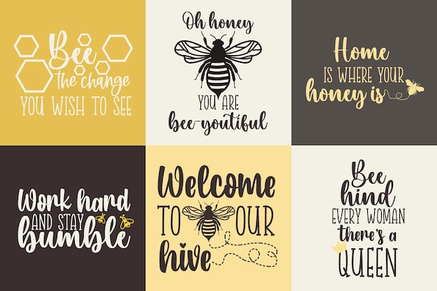 Plik wektorowy kolekcja cytatów miłośników pszczół