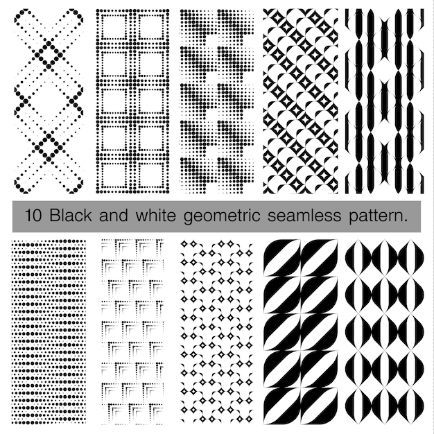 Kolekcja czarny i biały geometryczny bezszwowy wzór.