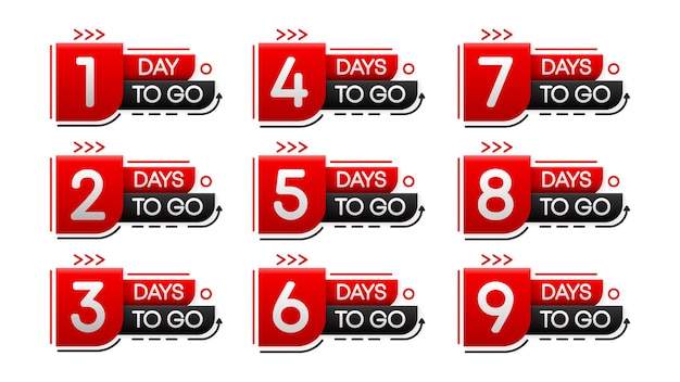 Kolekcja Days Left Banner. Geometryczny baner dla biznesu, marketingu i reklamy. Ilustracja wektorowa.