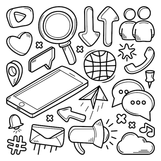 kolekcja doodle mediów społecznościowych